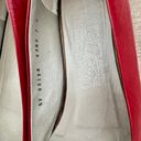 Salvatore Ferragamo Red Leather Flat Shoes Size 7 B Photo 5