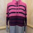 Lou & grey  Striped Wafflestitch Turtleneck Sweater pink gray Sz XL Photo 4