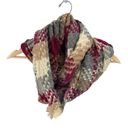 infinity Womens  Circle Scarf Wrap Woven Plaid Warm Neck Accessory Gray Maroon Photo 8