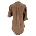 Coldwater Creek 100% Linen Button Front Tunic Blouse Safari Brown size Small Photo 6