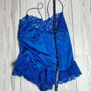 Vintage Blue 80s  Julianna Nylon and Lace Playsuit, teddy, romper size Med Photo 5