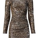 Dress the Population Lolita Sequin Mini Dress Metallic Gold Leopard Print size L Photo 5