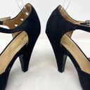 Modcloth  Black Fabric T Strap Maryjane Closed Toe Perforated Heels Size 9 Photo 6