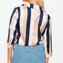 Missguided  Wrap Tie Side Chunky Stripe Blouse Top Photo 1