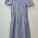 Draper James  Dress Blue Plaid Button Down Linen Blend Cottagecore size 2 Photo 1