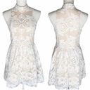 FATE. Lace Fit & Flare Halter Mini Dress White Cream S Photo 1