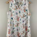 J.Jill  White Multicolor Floral Paisley Linen Collared Sleeveless Button Up Tank Photo 1