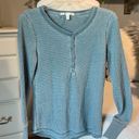 Seven7  Vintage Washed Out Blue Waffle Shirt Womens Small Henley Photo 7