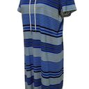 Talbots Shirt Dress Summer Cotton Knit Size Medium Blue Nautical Stripe Photo 2