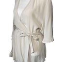 Chaser  Womens Wrap Top Blouse Self Tie Sheer Flowy Beige V Neck Size Medium NWT Photo 2