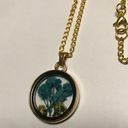 Flower Press Pendant Necklace Blue Photo 1