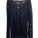 Maurice's  Blouse Top Womens XXL Black‎ Floral Lace Sheer Long Sleeve Slim Fitted Photo 0