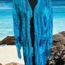 Paris Montana Vintage Salvage Duster Turquoise Blue Burnout Velvet Fringe Silk Size undefined Photo 1