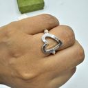 Gucci  Sterling Silver Open Heart Ring Size 6 NEW Toggle & Beaded Photo 4
