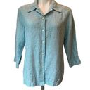 Chico's  Button Front Linen Relaxed Fit Blouse Blue/White Stripe, Sz Large… Photo 0