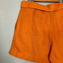 Vince  Women’s Belted Twill Cotton Linen Blend High Waist Shorts Burnt Orange Photo 9