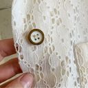 Daisy Vintage 70s  lace ruffle off white wide collar button down blouse size M Photo 6