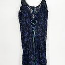 Maaji  Blue Sheer Lace Button Front Lace Up Corset Back Swim Coverup Romper Sz M Photo 4