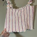 Thread and Supply ✨  Women’s Smocked Striped Pink Orange Crop Tank Top Small Photo 1