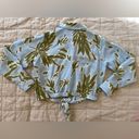 Joie  Blue & Green Leaf Pattern Tied Cropped Button Down Blouse - Medium Photo 8