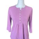 L.L.Bean  Supima Cotton Blouse Half Button Up Shirt Purple Womens Size XS Regular Photo 0