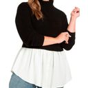 Eloquii  Plus Size Twofer Skirted Sweater - Black/Soft White Photo 2