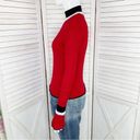 ZARA  Mock Neck Ribbed Knit Pullover Shirt Red Black Small Long Sleeve Photo 1