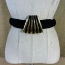 Vintage Black Rope Stretch Belt With Gold Toned Brass Hardware 28 Photo 12