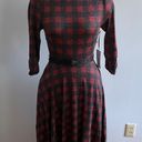 Unique Vintage Burgundy & Black Plaid Devon Swing Dress- Size XS (2)- NWT Photo 2