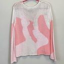 Wooden Ships  Open Knit Camo Crew Neck Beachy Sweater Pink Size S/M Photo 4