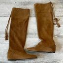 Joie  Tall Leather Flat Boots Camel Color Size 5 Knee High Brown Boho Festival Photo 0