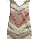 Tracy Reese  Womens Zig Zag Rafia Shift Dress Size P Tobacco Tan Green Cross Back Photo 2