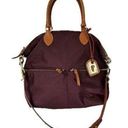 Dooney & Bourke  Vanessa Maroon Nylon Leather Trim Tote Satchel Handbag Photo 0