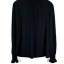 Adrianna Papell Black Crepe Lightweight High Neck Long Sleeve Blouse Small S Photo 0