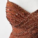 Vintage Brown Beaded Sequin Maxi Bodycon Slit Formal Prom Dress Size S Photo 5