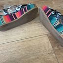 Crazy Train  cowprint serape platform wedge sandals size 8 western animal print Photo 6