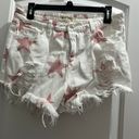 Peach Love California White Denim Shorts With Pink Stars Photo 2