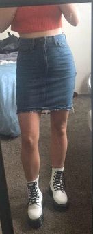 denim skirt mid thigh