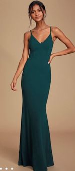 Moments Of Bliss Forest Green Backless Mermaid Maxi Dress