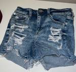 Hollister Speckled Distressed Low Rise Short Shorts in Light Wash