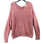 Knox Rose Fuzzy Eyelash Soft Lace Back Pullover Sweater Pink Womens Size XXL
