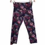 Old Navy High-Waisted Purple Foral PowerPress 7/8-Length Leggings