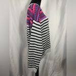 Maurice's  Sweater Gray Black Blue Pink Red Striped Long Sleeve Scoop Neck XL NWT Photo 3