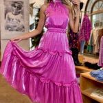 Elliatt Teagan Iridescent Midi-Dress Pink Size XL NWT Mermaidcore Formal Wedding Photo 0