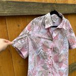 Allison Daley  Pink Womens‎ size 14 Petite Button Down Blouse Shirt Floral Leaf Photo 3