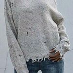 Coeur De Vague Women beige distressed trim cutout turtleneck sweater Size L Size L Photo 0