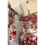 Free People  Mini Dress Sz MED Modern Nomad Off-Shoulder Floral Boho Bell Sleeve Photo 9