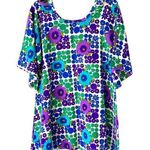 Vintage Top Drawer Newport Beach 70s Groovy Hippie Blouse size 12 Purple Flowers Photo 0