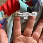 Annie Griffin Halter Neck T Back Faux Wrap Short Dress Purple Aqua Print Size 10 Photo 12