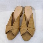 CAbi Yellow Suede Leather Mule Slip On Heels Womens 9 Fall Peep Toe Preppy Photo 6